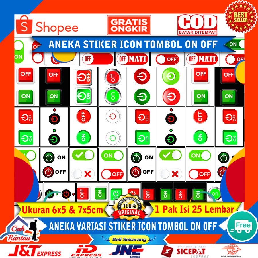 Jual Aneka Stiker Logo Lambang Ikon Icon Tanda On Off Saklar Tombol ...