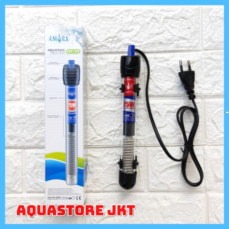 Jual HEATER AQUARIUM AMARA HT 75 WATT PEMANAS AIR AQUARIUM OTOMATIS