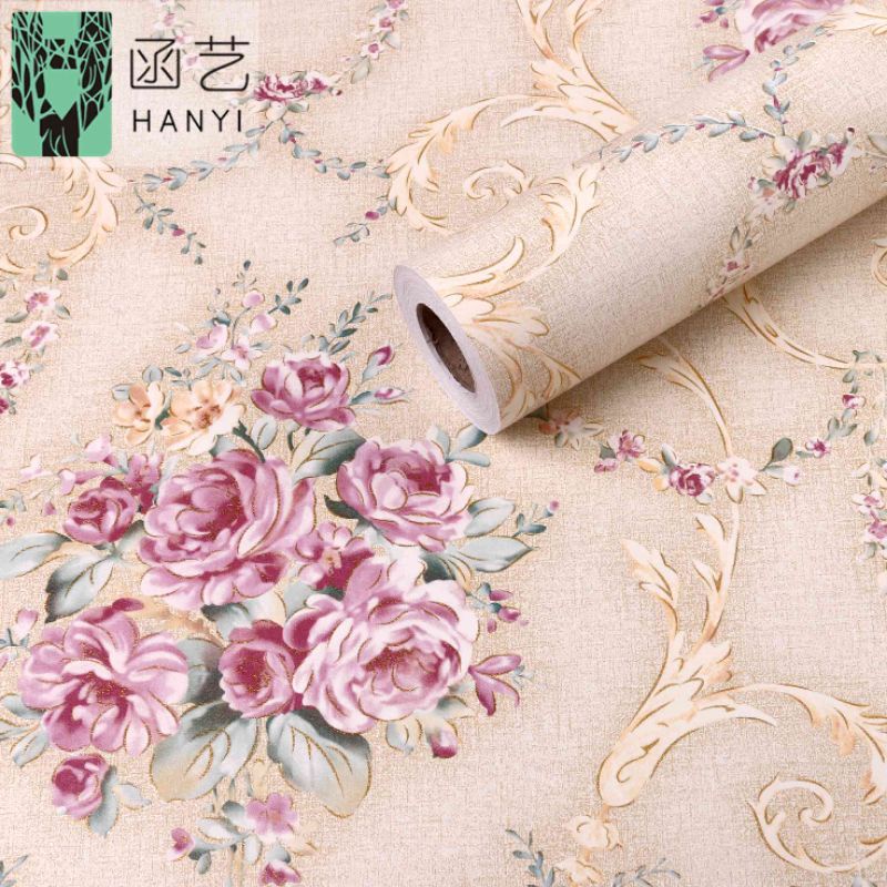 Jual Wallpaper Dinding Sticker Dinding Krem Bunga Pink Ruang Tamu Premium Kamar Tidur Mewah 0636