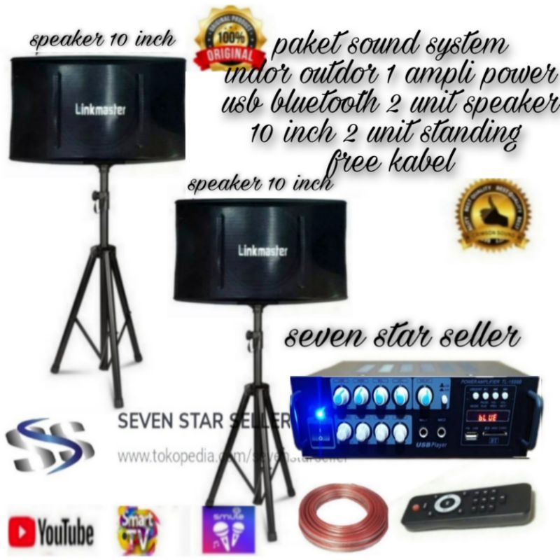 Jual paket sound system karaoke 1 unit amplifier usb bluetooth 2 unit ...