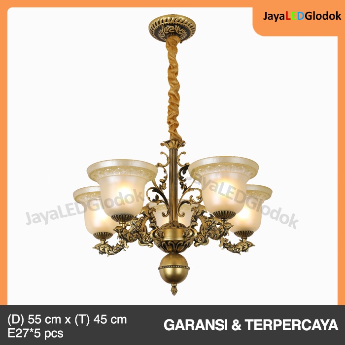 Jual Lampu Gantung Klasik Hias Antik Ruang Tamu Cabang 5 Golden ...