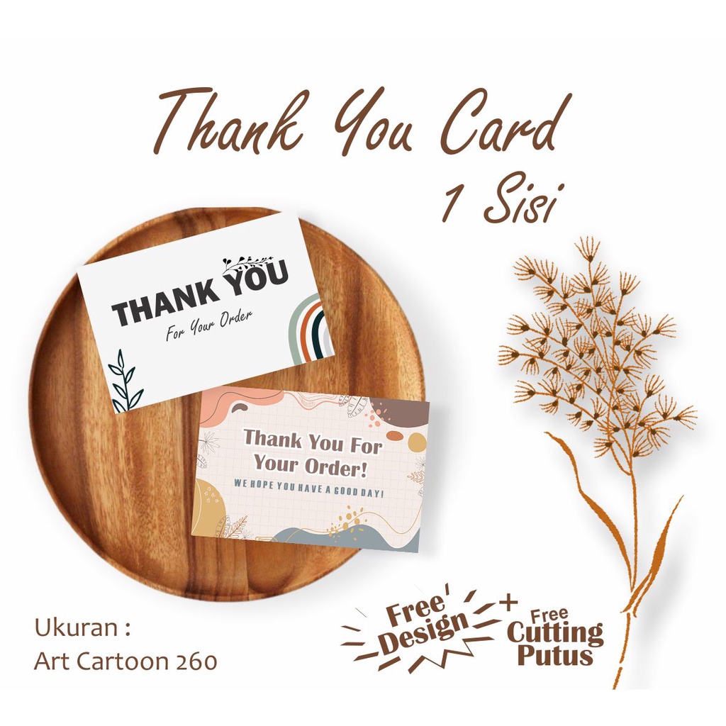 Jual Thank You Card Custom 1 Sisi Cetak Kartu Ucapan Terima Kasih Thanks Card Ucapan