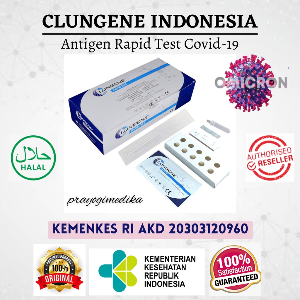 Jual Alat Rapid Test Antigen Biru Putih CLUNGENE Indonesia (SWAB) AKD ...