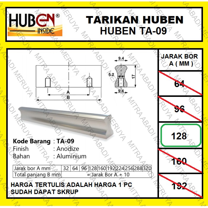 Jual Tarikan Lemari Tarikan Laci Handle HUBEN TA09 - 128 | Shopee Indonesia