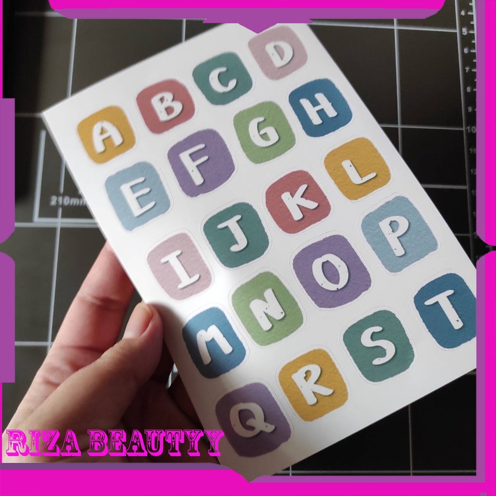 Jual 1 Lembar Stiker Huruf Abjad ABCD Satu Lembar Sticker Cutting Huruf ...