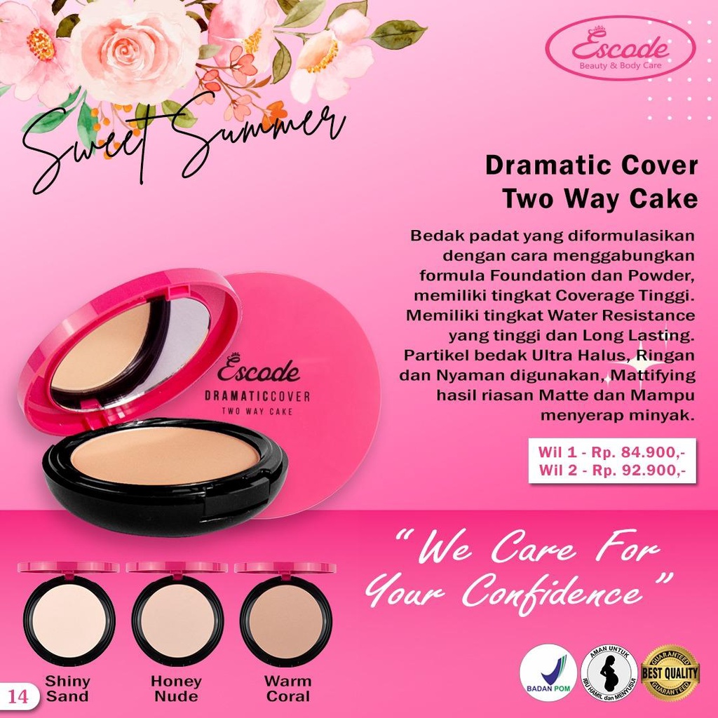 Jual Escode Dramatic Coverage Two Way Cake Menutupi kekurangan Wajah ...