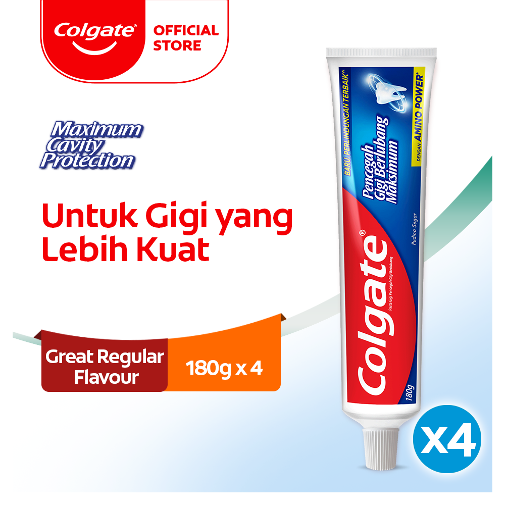 Colgate Great Regular Flavor Toothpaste 180g - Pasta Gigi (4pcs)
