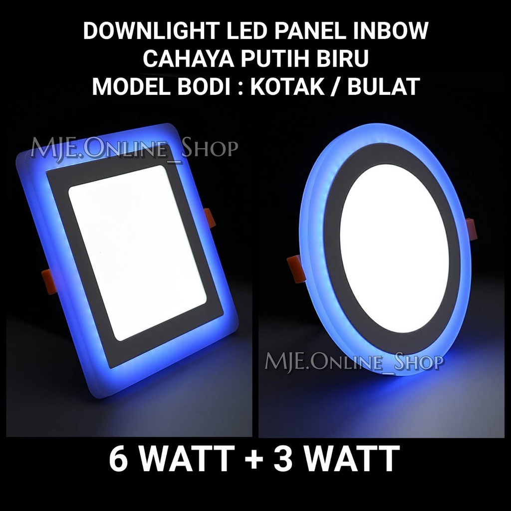 Jual LAMPU DOWNLIGHT LED PANEL INBOW 6WAT+3W PUTIH BIRU 2 WARNA KOTAK ...