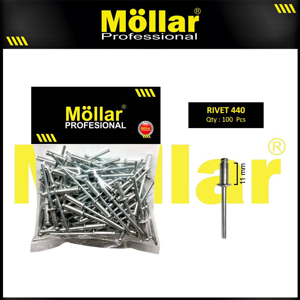 Jual MOLLAR 93-138 Paku Rivet 440 Ripet Tembak 3.2 mm x 11 mm - 100 pcs ...