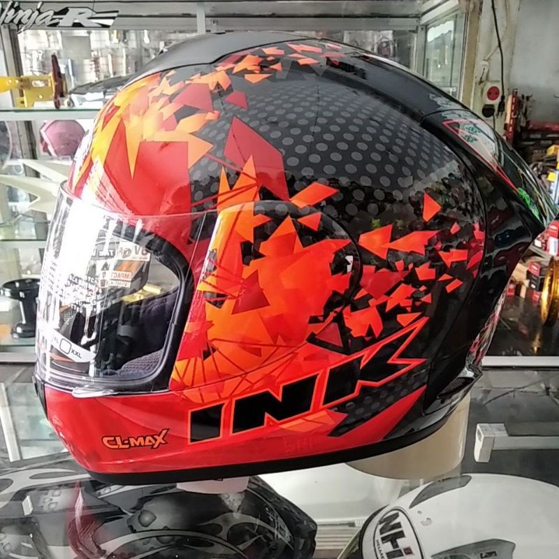 Jual HELM INK CL MAX MOTIF #6 BLACK RED FLOU/FULL FACE | Shopee Indonesia