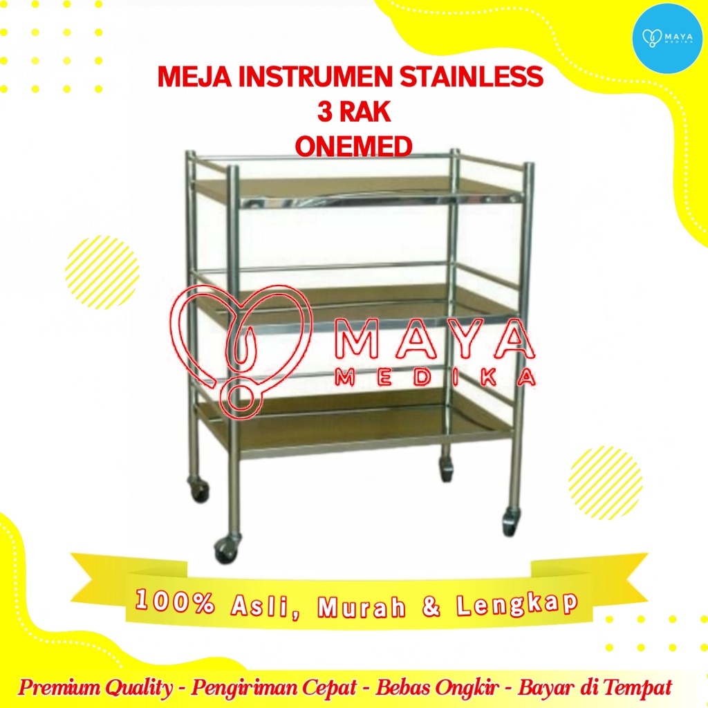 Jual Meja Instrumen Stainless 3 Rak One Med | Shopee Indonesia