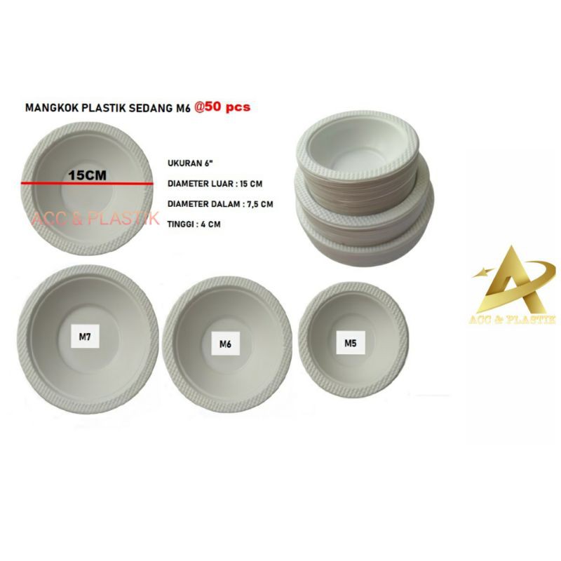 Jual Mangkok Plastik Sedang M6 50pcs Mangkok Plastik M6 50 Pcs