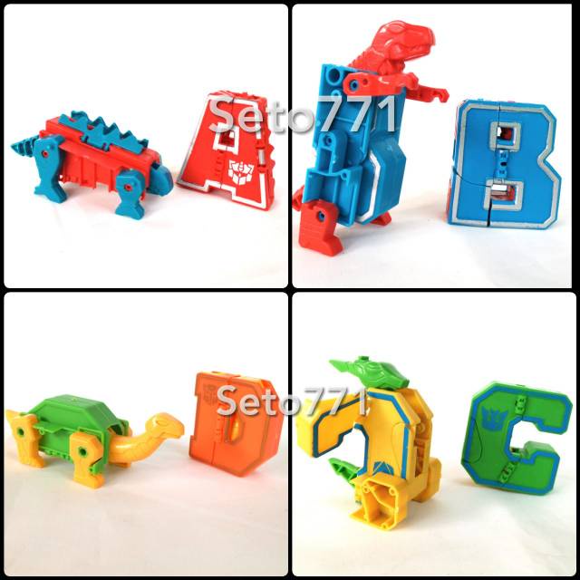 Jual Satu Set Robot Huruf Dinosaurus ABCD Dino Berubah Abjad Hewan Liar ...