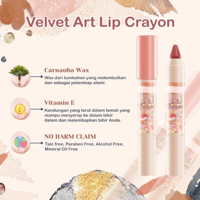 Jual YOU Colorland Velvet Art Lip Crayon | Shopee Indonesia