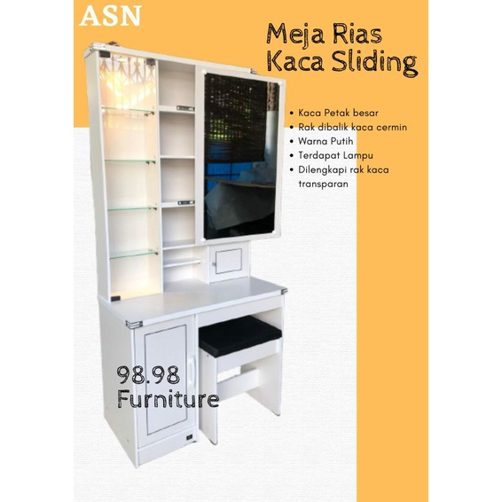Jual ASN Meja Rias Kaca Sliding - Meja Rias Putih - Kaca Tinggi - Meja ...