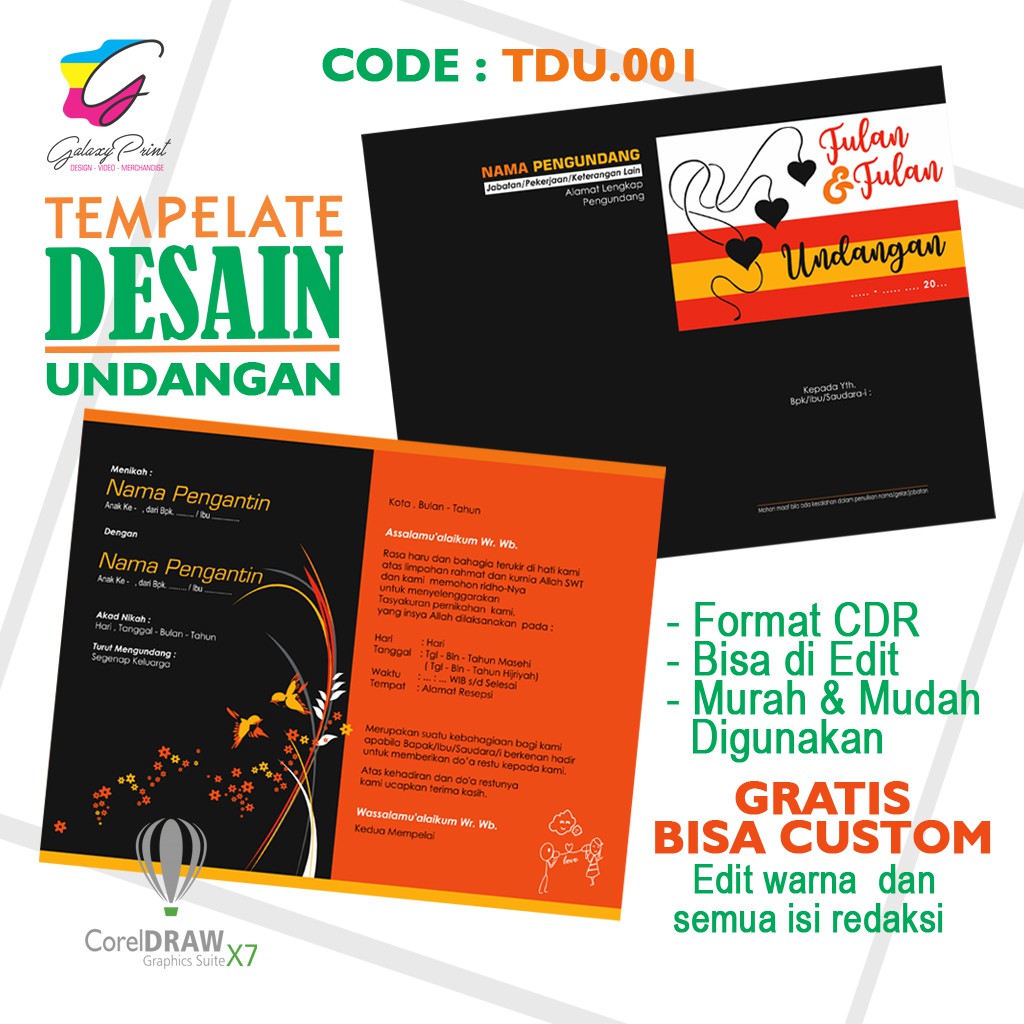 Jual Desain Undangan Pernikahan Format Coreldraw X7 Shopee Indonesia