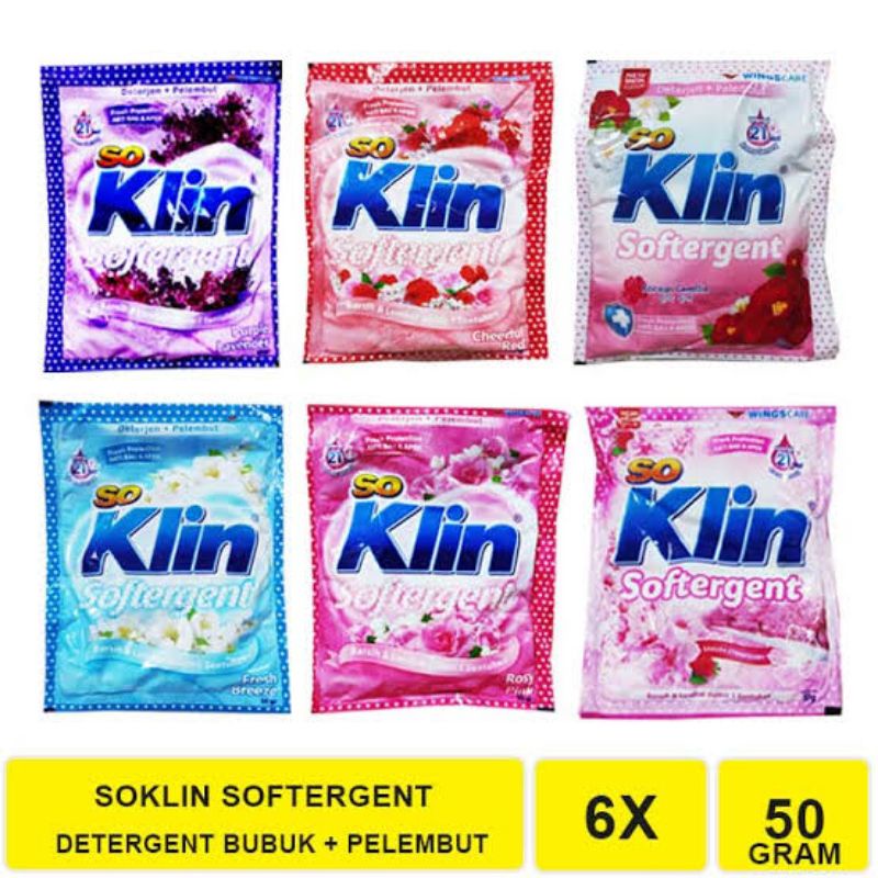 Jual So Klin Softergent Bubuk Renceng Isi 6 Sachet x 41gr/ Deterjen ...