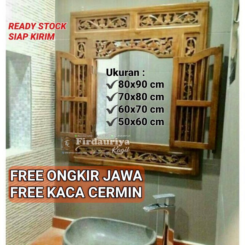 Jual Free Ongkir Cermin Jendela Minimalis Polos Hiasan Dinding Ukir