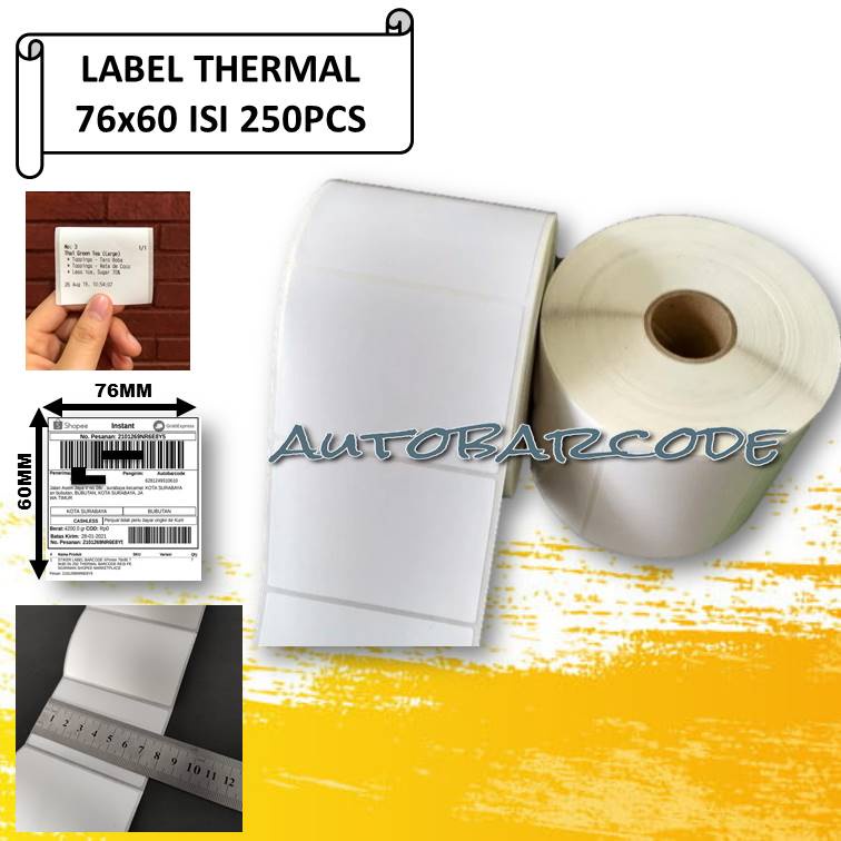 Jual Label Thermal 76X60 isi 250 Sticker GAP Resi Pengiriman ...