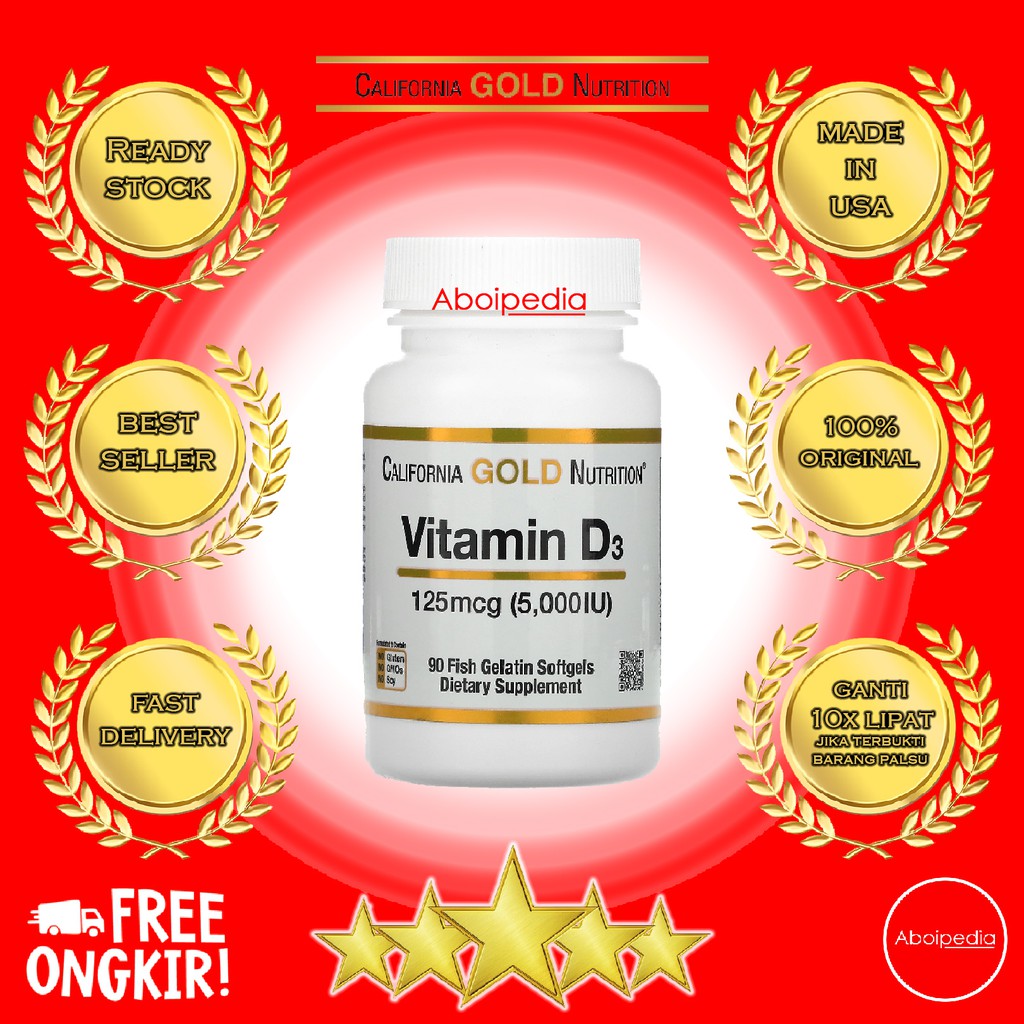 Jual California Gold Nutrition Vitamin D3 5000IU 90SG 360SG Suplemen ...