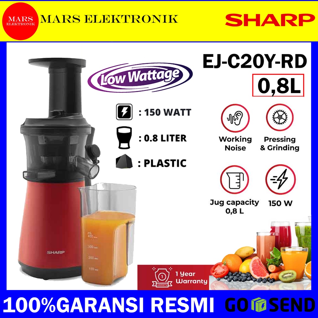 Jual SLOW JUICER SHARP EJC20YRD / JUS MAKER TANPA AMPAS / JUICER