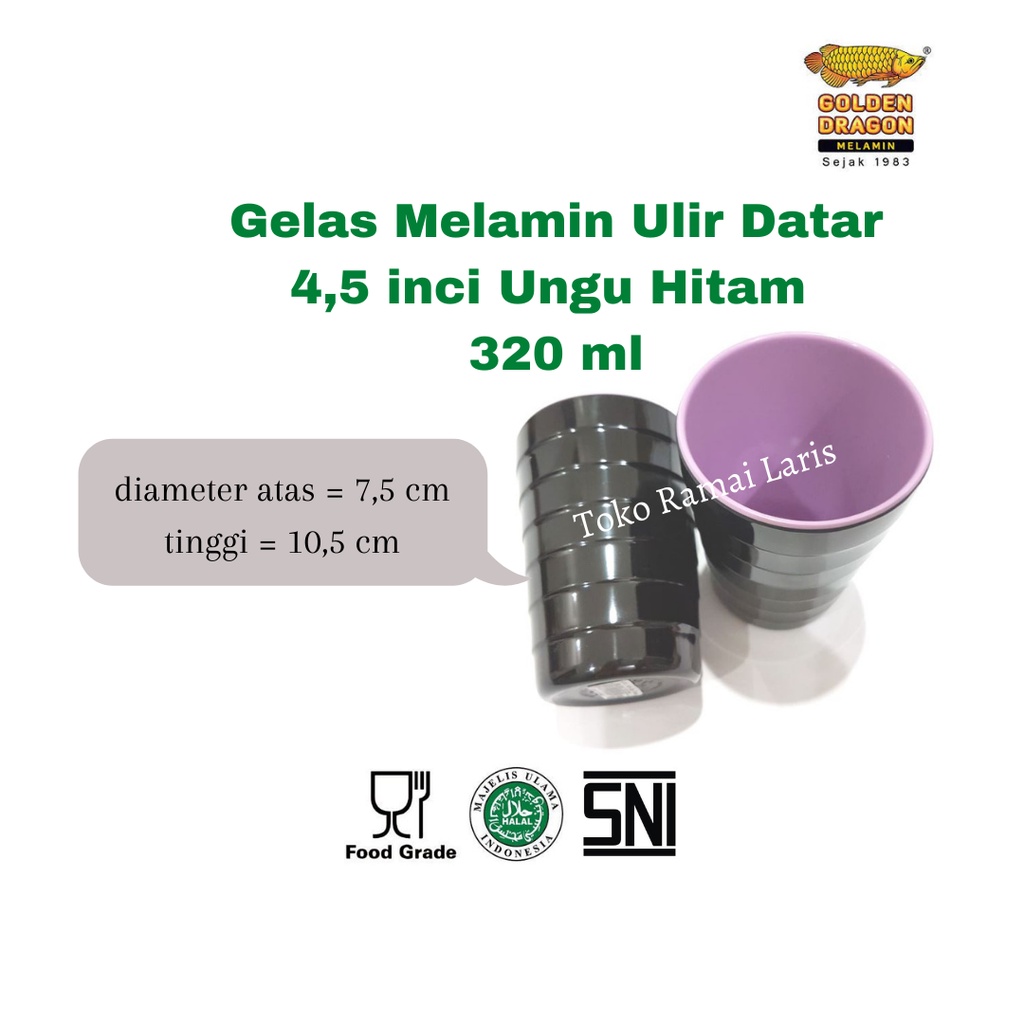 Jual Gelas Minum Estetik B03a1 Gelas Melamin Ulir Datar 45 Inc Ungu Tosca Golden Dragon 3664