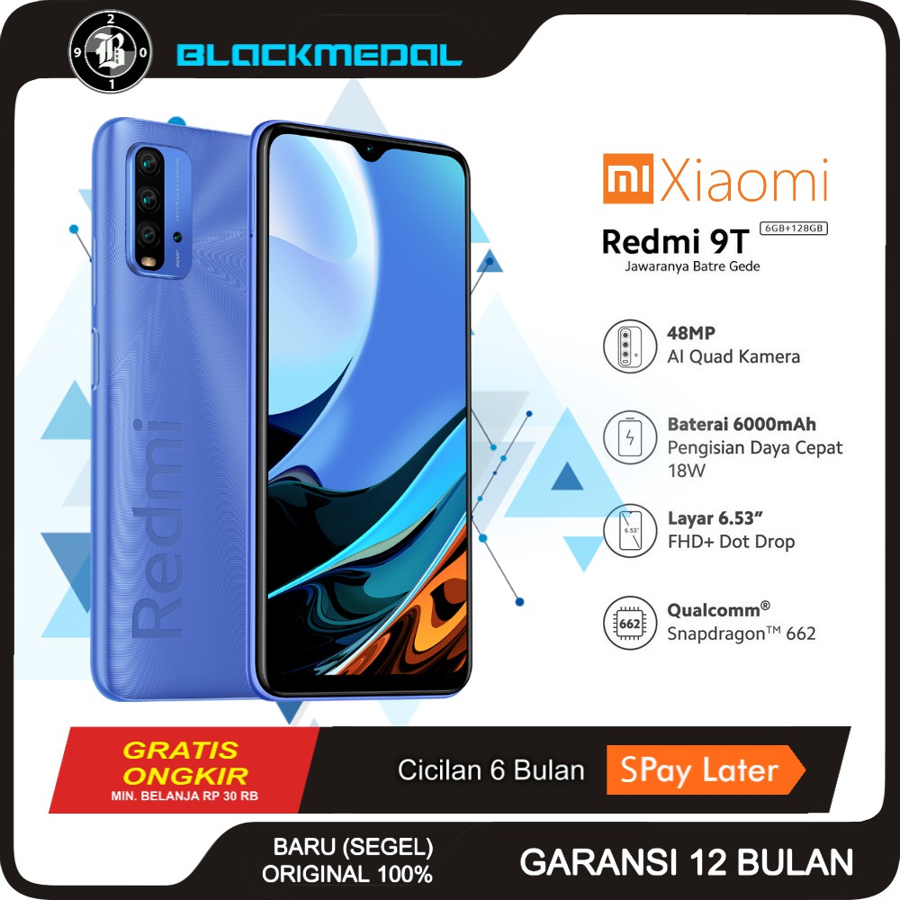 Jual Xiaomi Redmi 9T 128GB Twilight Blue 2021 Baru Segel Resmi Original ...