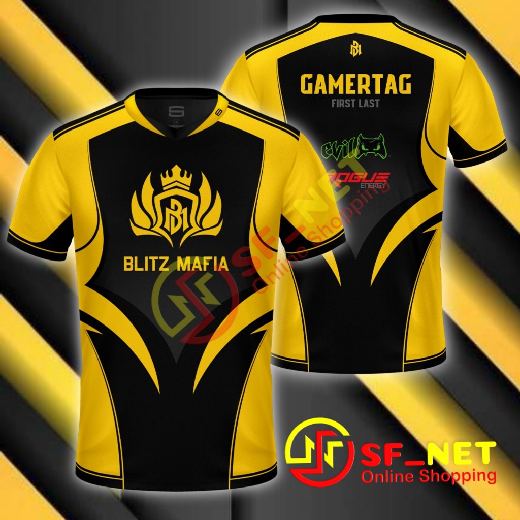 Jual Jersey baju kaos gaming Free Fire,AOV,PUBG,custom desain FREE NICKNAME full printing 