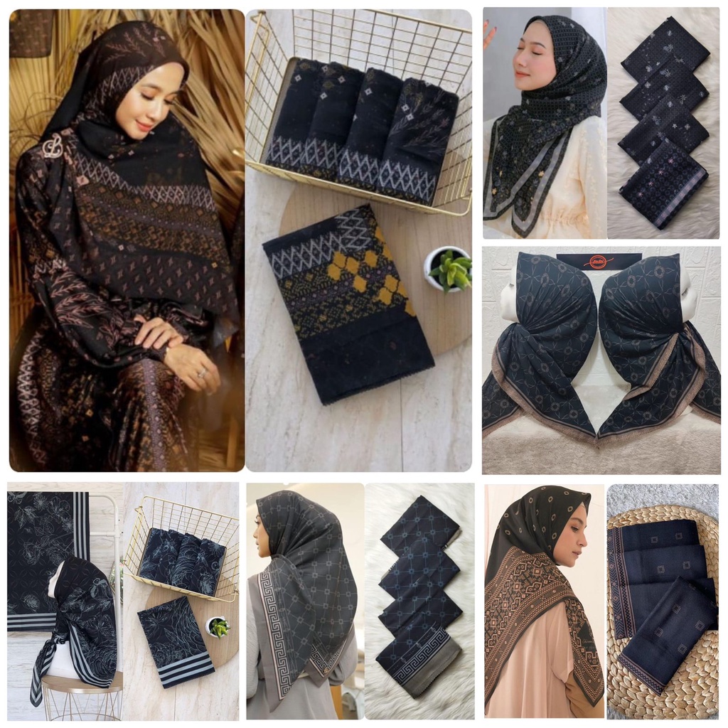 Jual Voal Motif Premium Warna Hitam/ Hijab Segiempat Voal Motif Premium ...