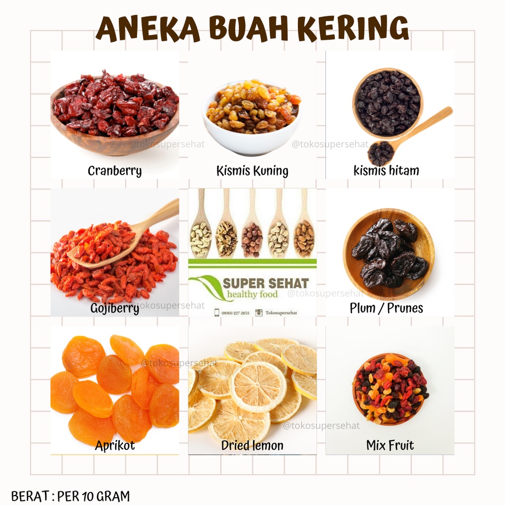 Jual TERMURAH! Aneka Buah Kering Lengkap Cranberry Kismis Kuning Golden ...