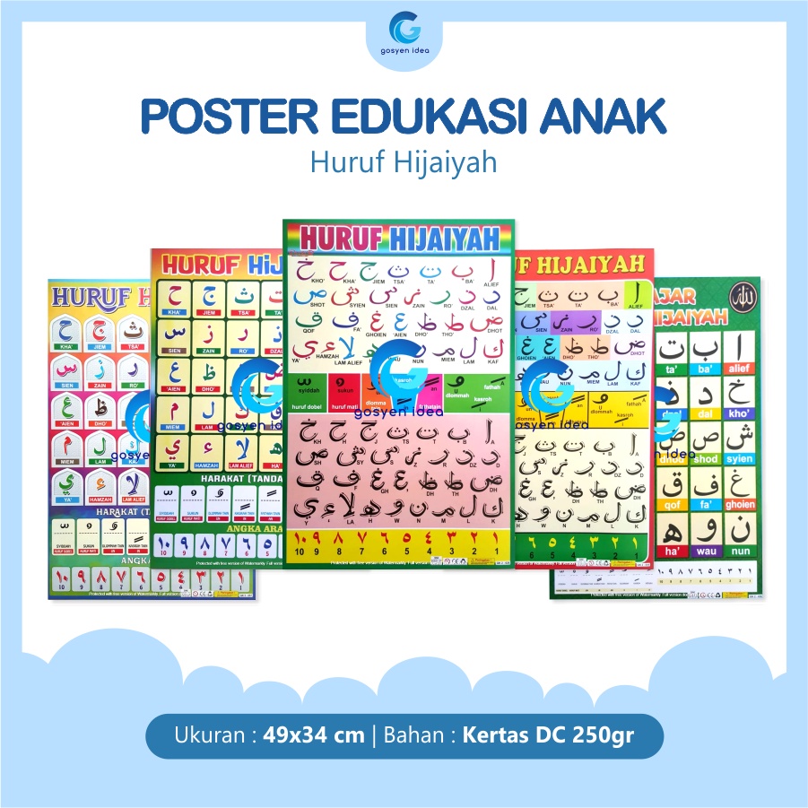 Jual Poster Edukasi Pendidikan Anak Muslim Belajar Huruf Hijaiyah ...