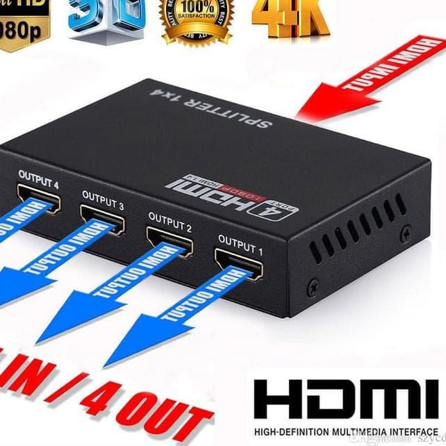 Jual 4 Port HDMI Splitter 1 In 4 Out Hub Split Repeater Amplifier FULL ...