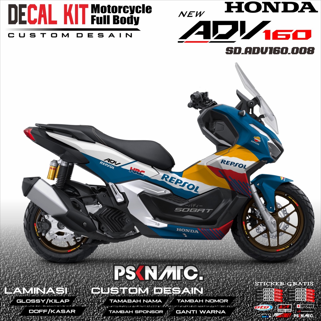 Jual Decal ADV 160 - Dekal Stiker Striping Fullbody Fullblok List HONDA ...