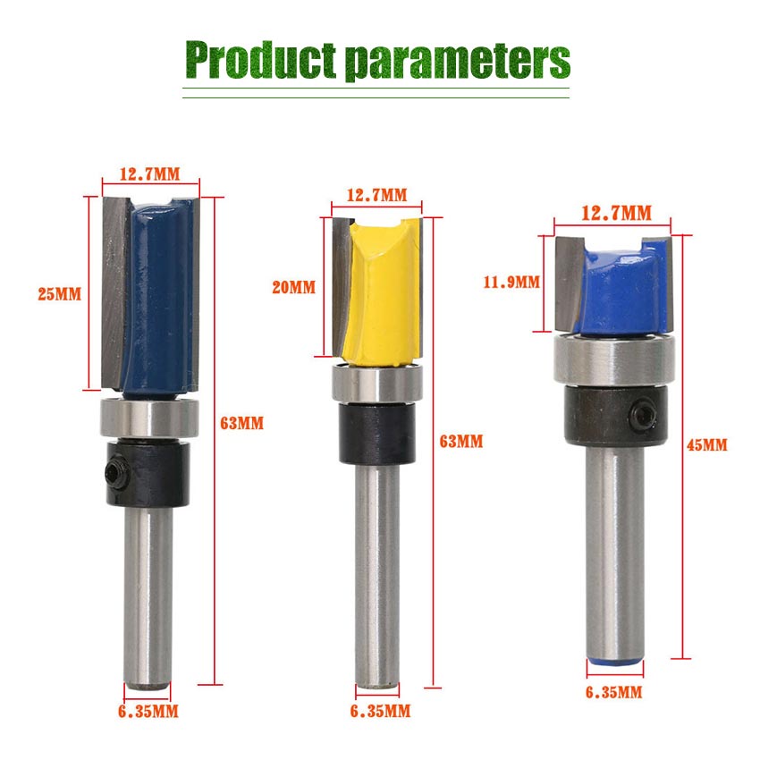 Jual 3 Pcs/Set Mata Profil Lurus Straight Flush Trimmer Router Bits HPL ...
