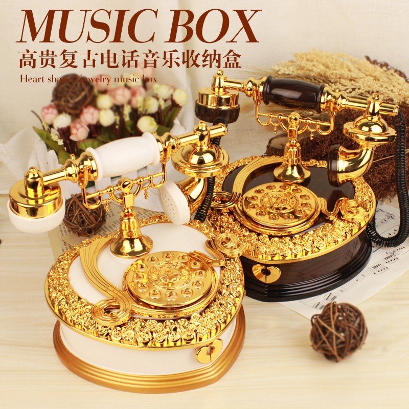 Jual Kotak Musik unik Love Telephone Ukuran Besar Retro Antik Music Box ...