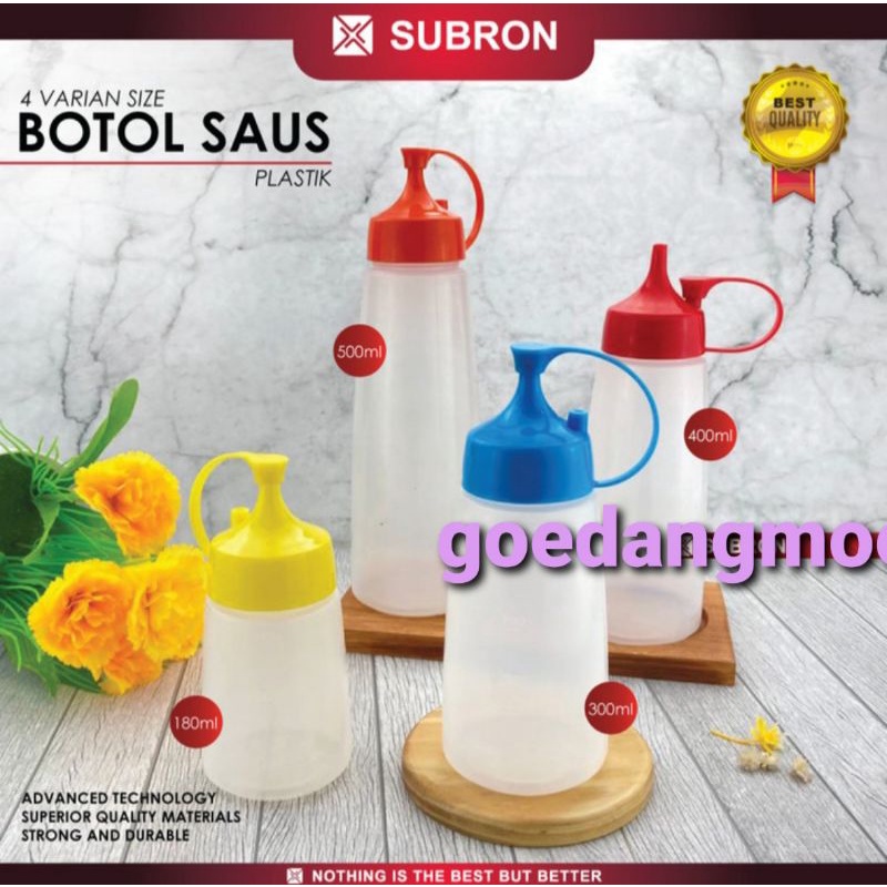 Jual SUBRON Botol saus 1 lubang kecap sambal mayonaise 180ml 300ml ...