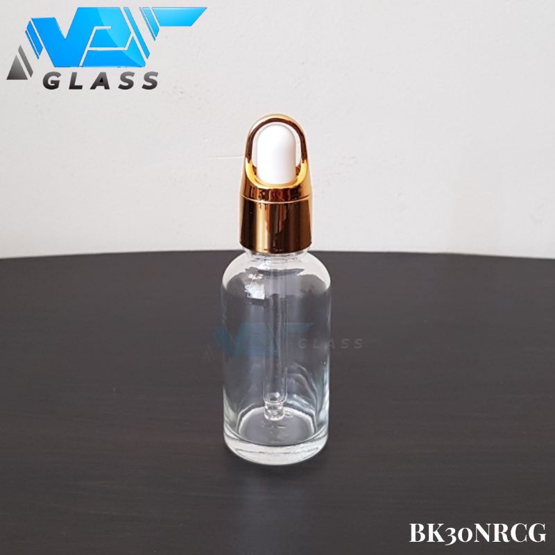Jual botol kaca pipet 30ml bening ring gold / botol serum 30ml | Shopee ...