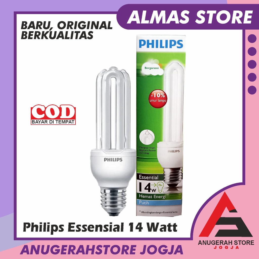 Jual Lampu Philips Essential 14w 14 W 14 Watt 14watt Putih Lampu Jari