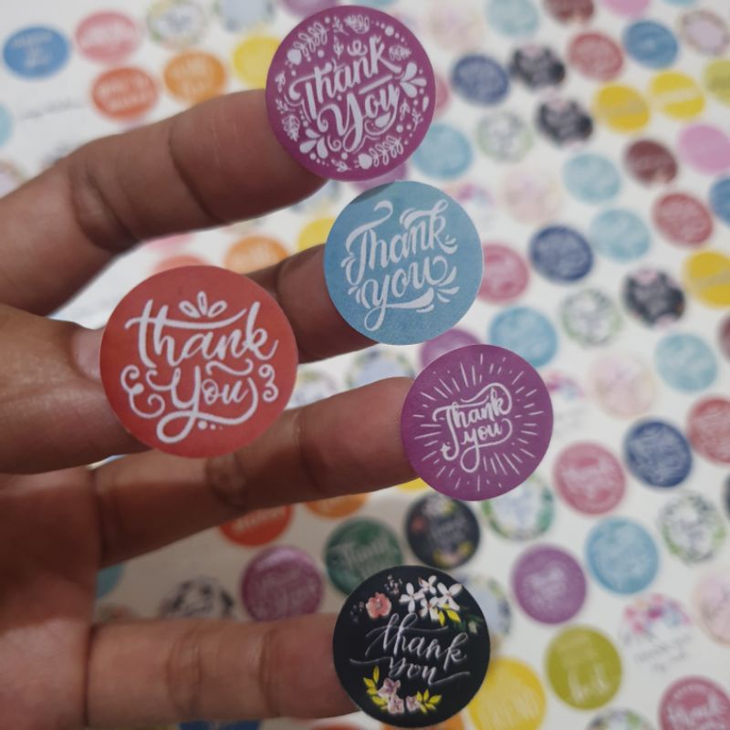 Jual stiker thank you warna warni design unik cantik | Shopee Indonesia