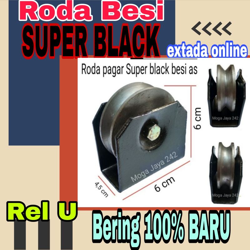 Jual Roda Pagar Besi Pintu Gerbang Cm Super Black Rel U Bulat Bahan Besi As Berkualitas