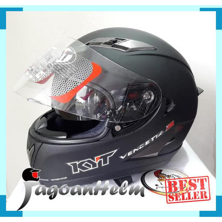 Jual KYT Helm Vendetta 2 SOLID Vendeta FullFace Black Doff Ringan