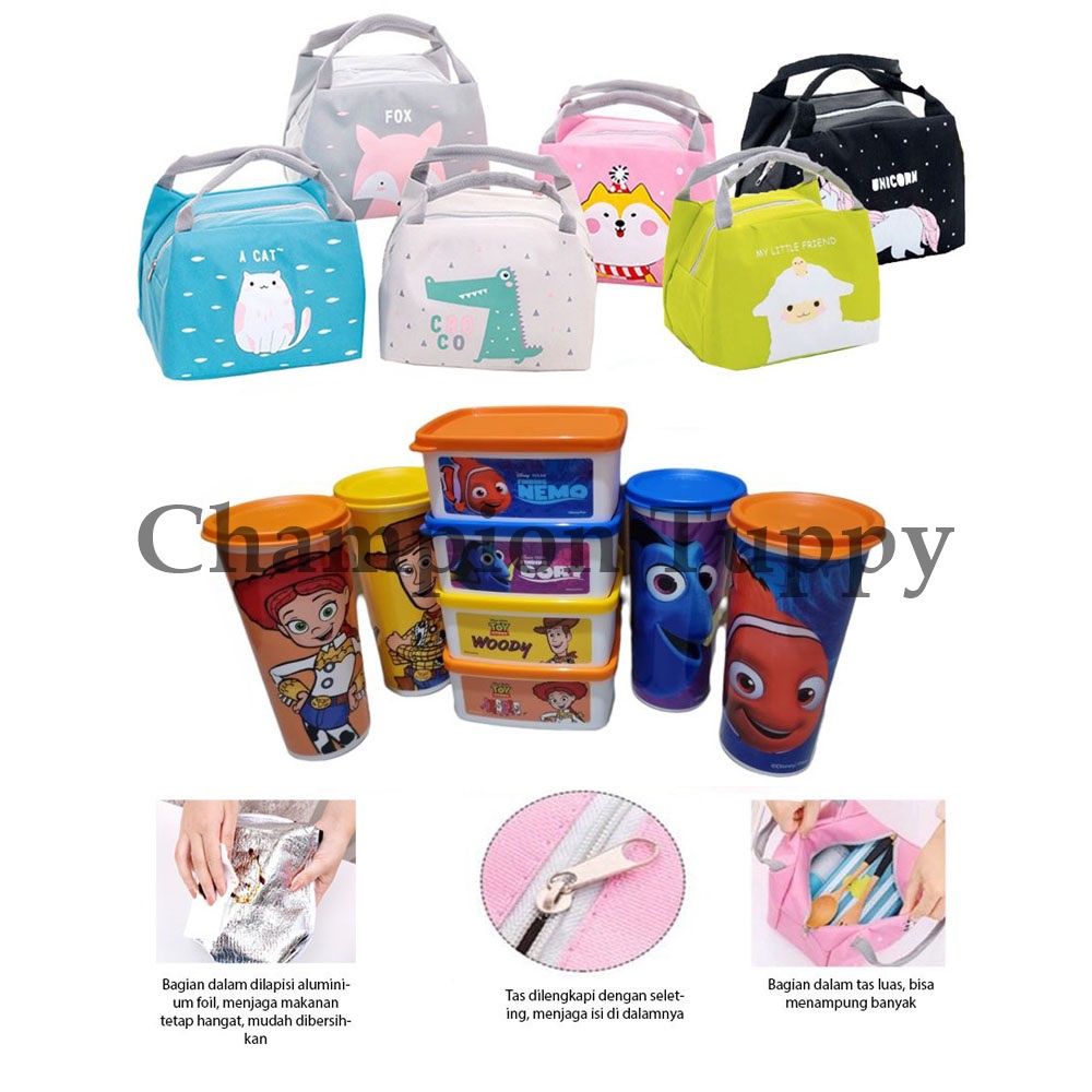 Jual Tupperware Break Time set kartun anak free tas Bekal Makan dan ...