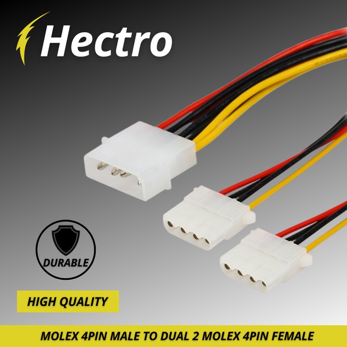 Jual Hectro Kabel Power Molex Pin Male To Dual Molex Pin Female Extension Shopee Indonesia