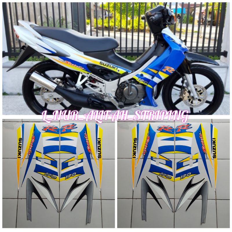 Jual Stiker Striping Lis Les Polet Body Motor Suzuki Satria Hiu R Putih Biru Shopee