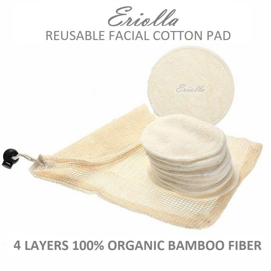 Jual ERIOLLA Reusable Organic Cotton Facial Pad Bamboo Fiber Reuseable