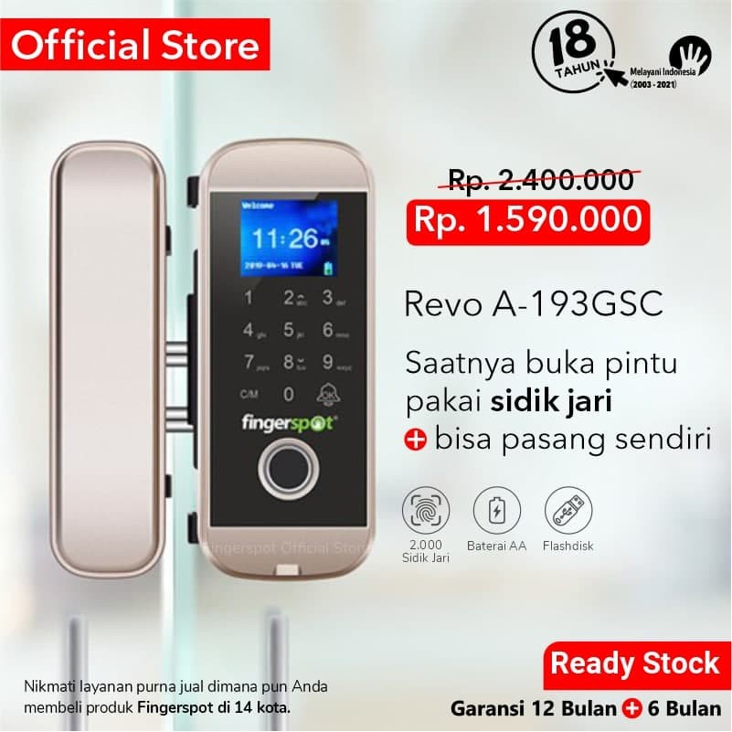 Jual Smartlock Revo A 193 GSC - Smart Digital Lock Fingerprint - Pintu ...