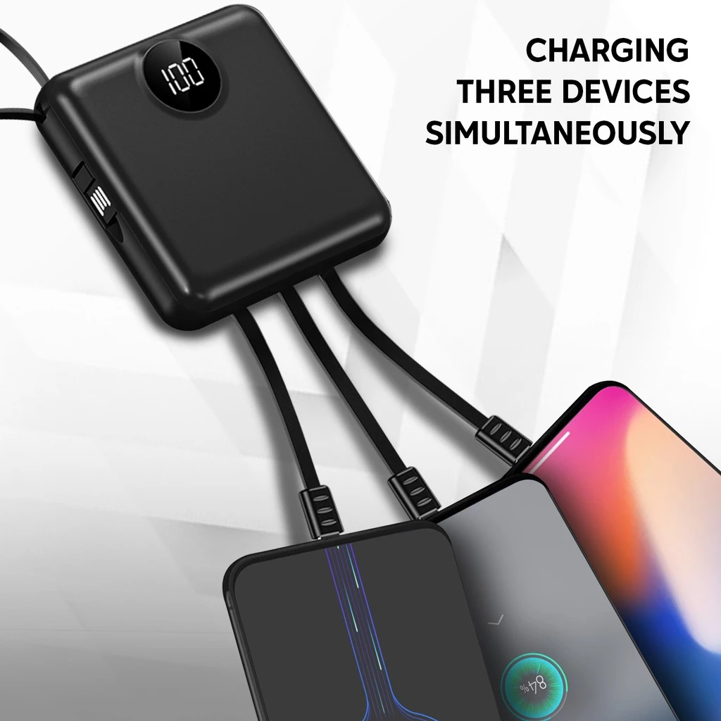 UNEED Powerbank 10000mAh Built in Cable Fast Charging 2.1A - UPB234