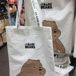 Restock Tas Tote Bag Transparan We Bare Bears Shoulder Bag Miniso Japan Ori