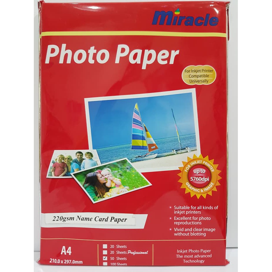 Jual Kertas Foto 220gr A4 Name Card Paper Miracle | Shopee Indonesia