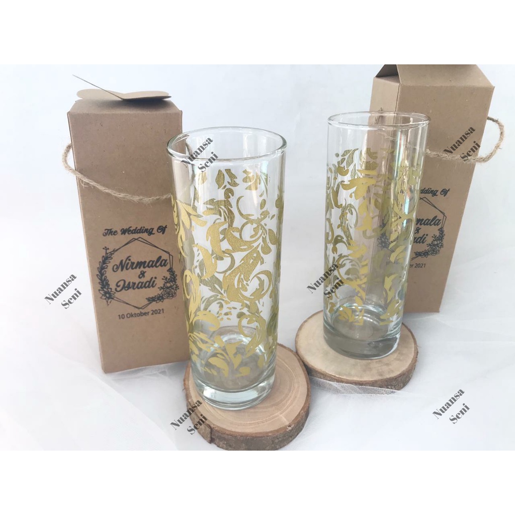 Jual Souvenir Gelas Pernikahan Gelas Bamboo Citinova Tumbler Jus Gelas Bambu Tinggi Kaca Minum 9730